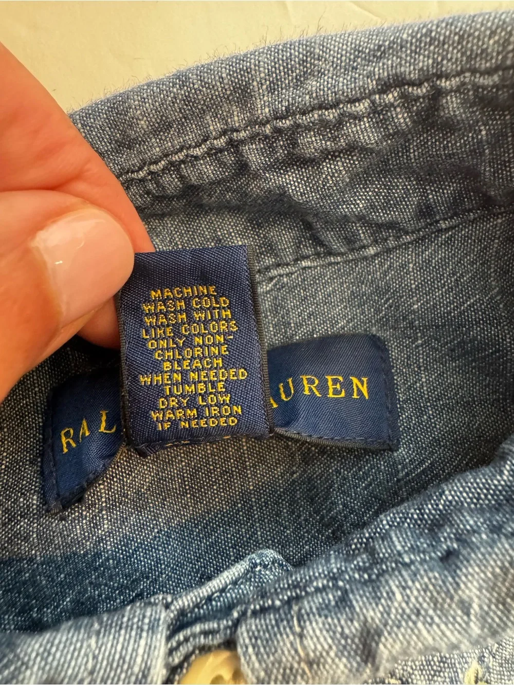 Ralph Lauren Boys Chambray Button-Up Shirt in Denim Blue with Polo Pony